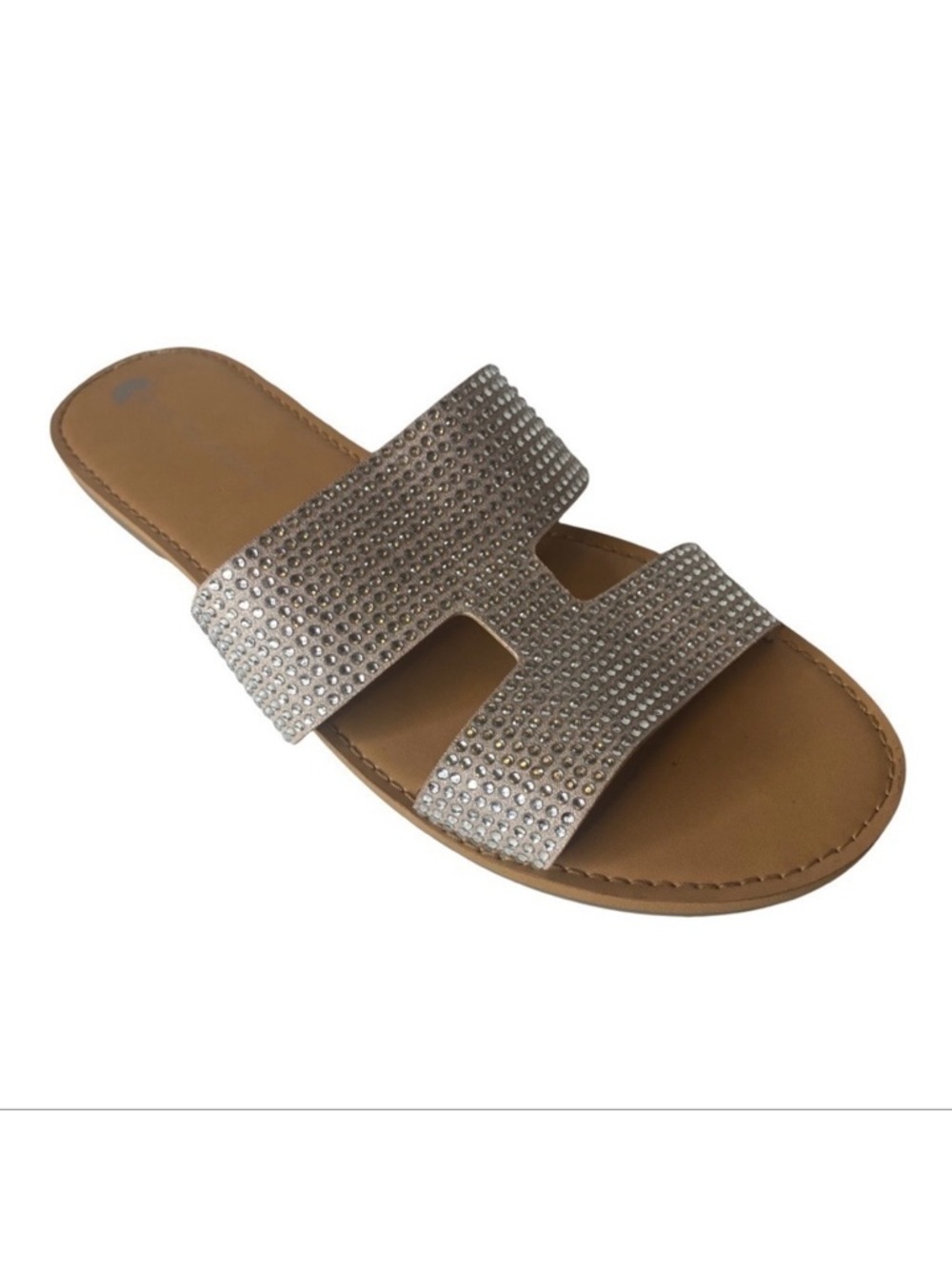 Big Buddha Silver Rhinestone Sandals. Size 9